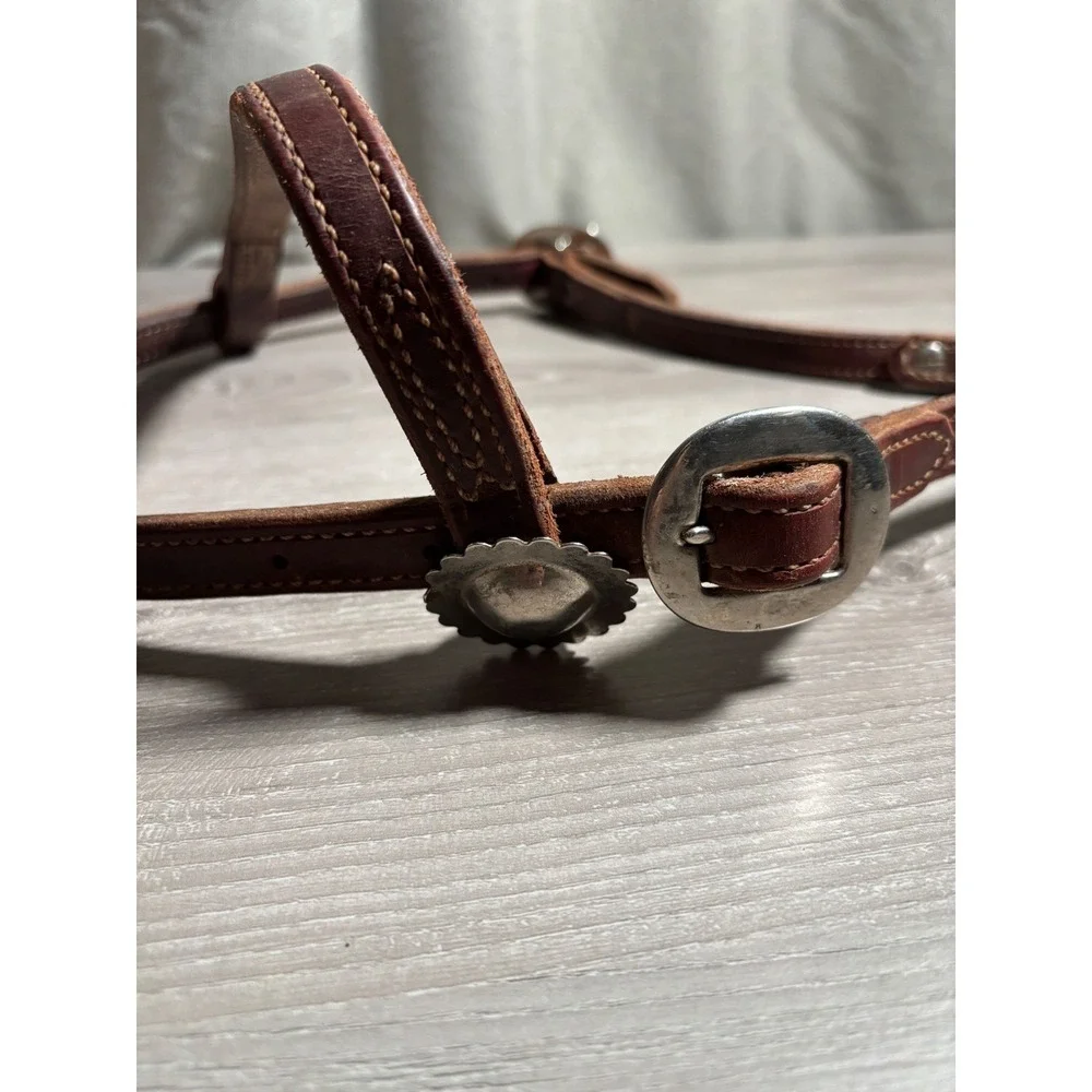 VTG Western Leather Browband Headstall PARTS ONLY Horse Tack Concho Buckle